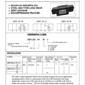 IFP MPC(D)05 Pilot Check Valve Module