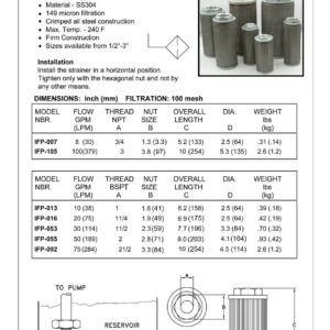 IFP Suction Strainers