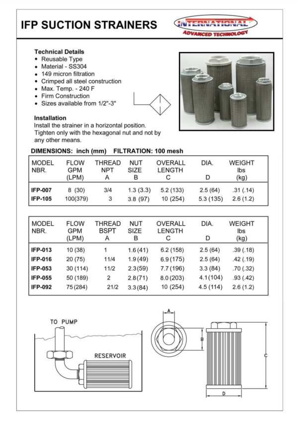 IFP Suction Strainers